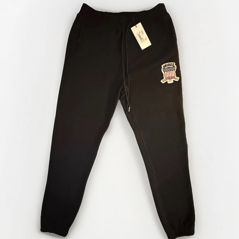 Avirex Black Joggers with Classic Patriotic Patch Mens Large